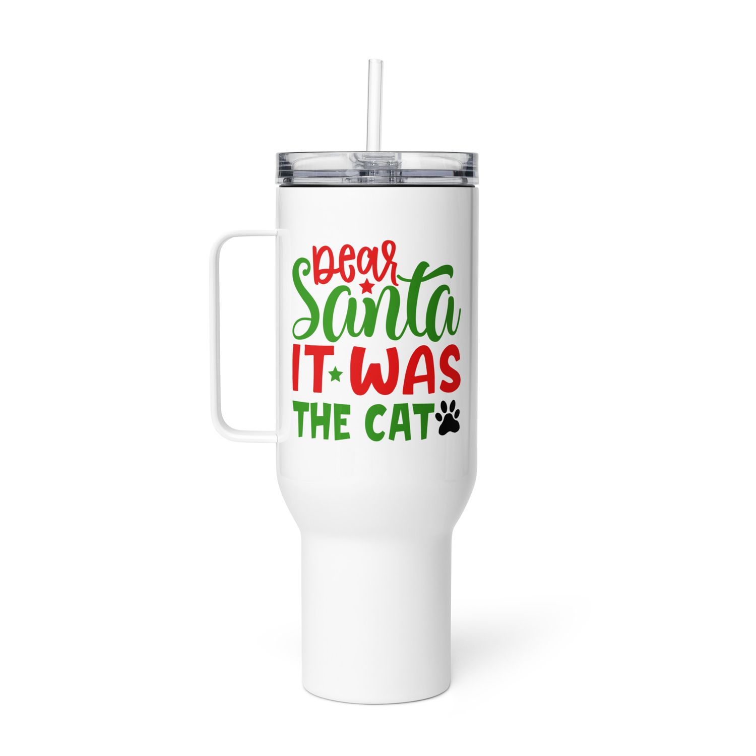 Dear Santa It Was The Cat Travel Mug with a Handle