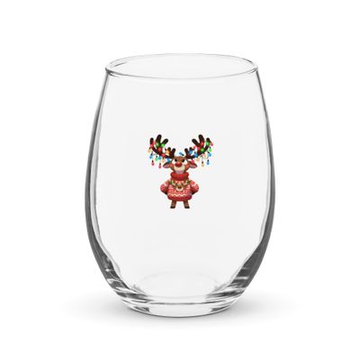 Funny Christmas Reindeer Black Stemless Wine Glass