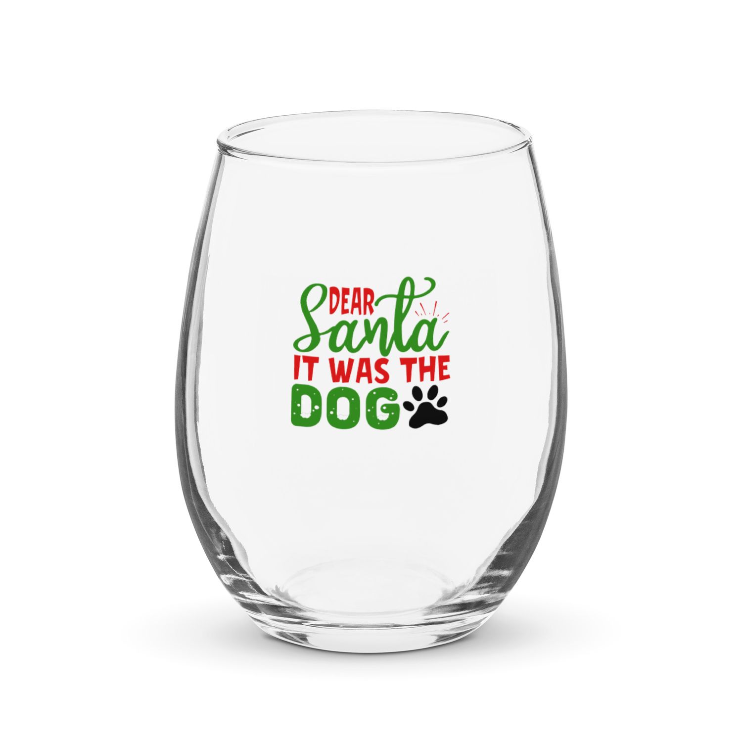 Dear Santa It Was The Dog Stemless Wine Glass - Christmas Wine Glass