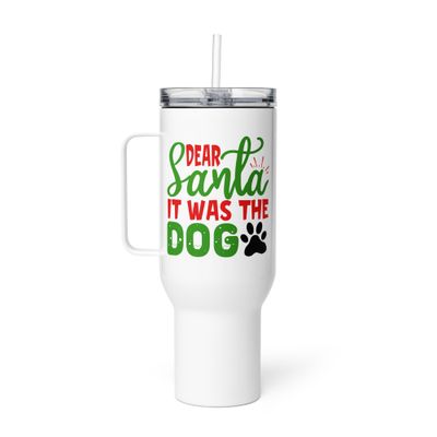 Dear Santa It Was The Dog Travel Mug with a Handle - Christmas Travel Mug
