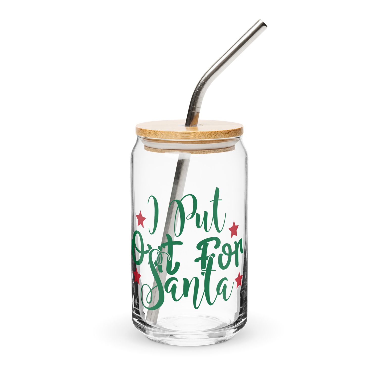 I Put Out For Santa Can-Shaped Glass - Chrismas Can-Shaped Glass