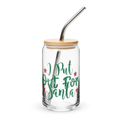 I Put Out For Santa Can-Shaped Glass - Chrismas Can-Shaped Glass