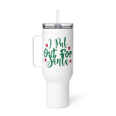 I Put Out For Santa Travel Mug with a Handle - Christmas Travel Mug