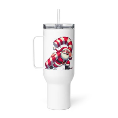 Funny Christmas Santa Travel Mug with a Handle