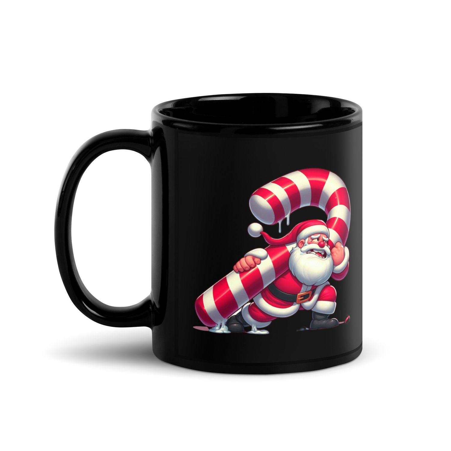 Funny Christmas Santa Black Coffee Mug