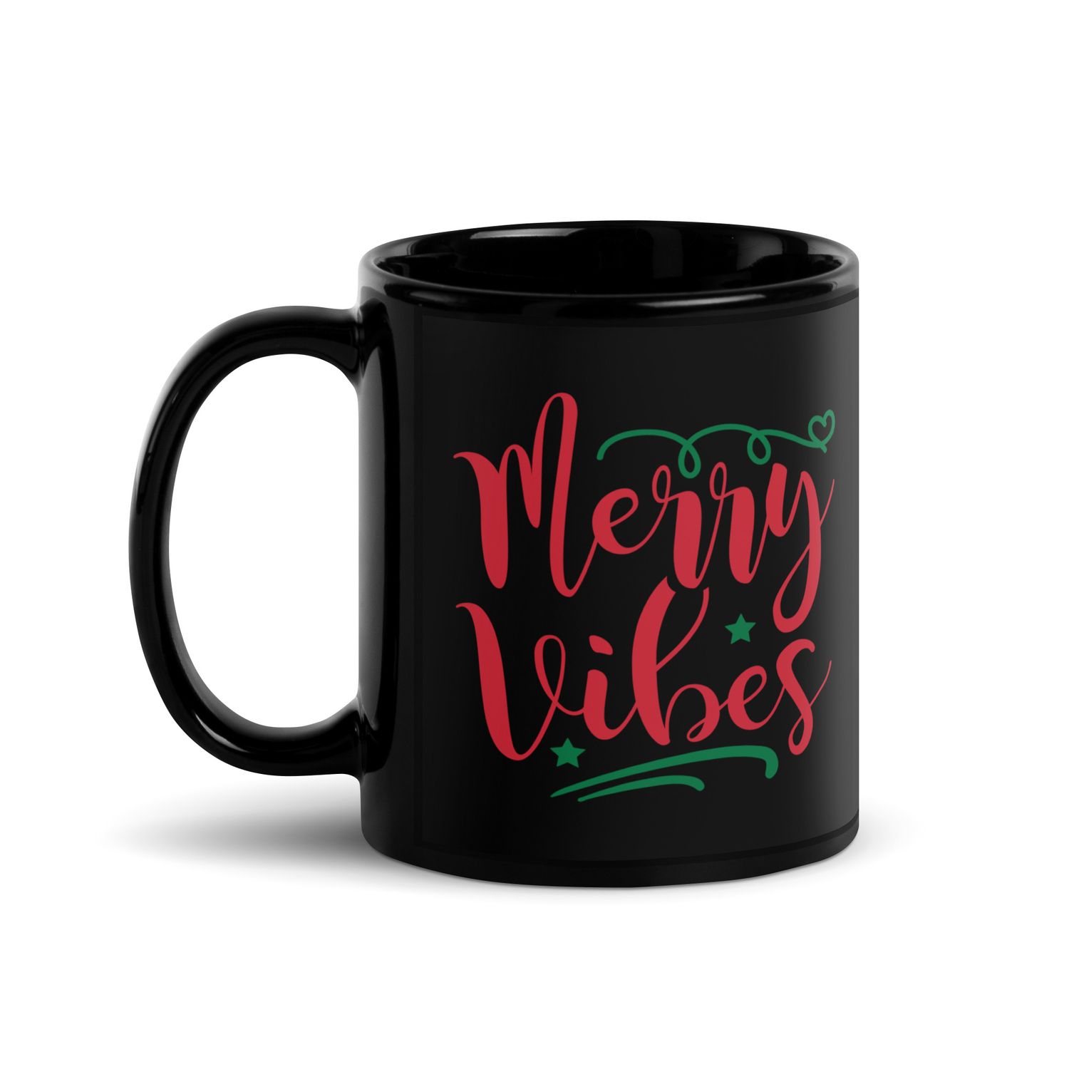 Merry Vibes Black Coffee Mug - Christmas Mug
