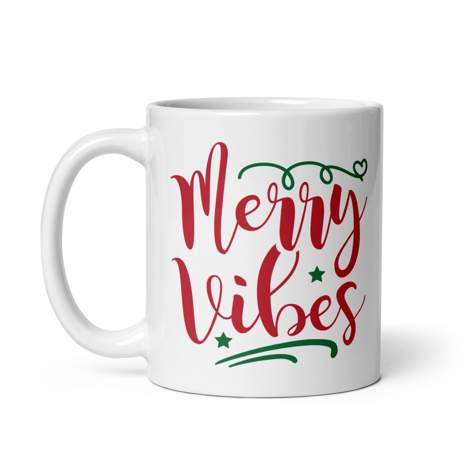Merry Vibes White Coffee Mug - Christmas Mug