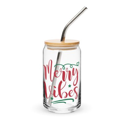  Merry Vibes Can-Shaped Glass - Christmas Can-Shaped Glass