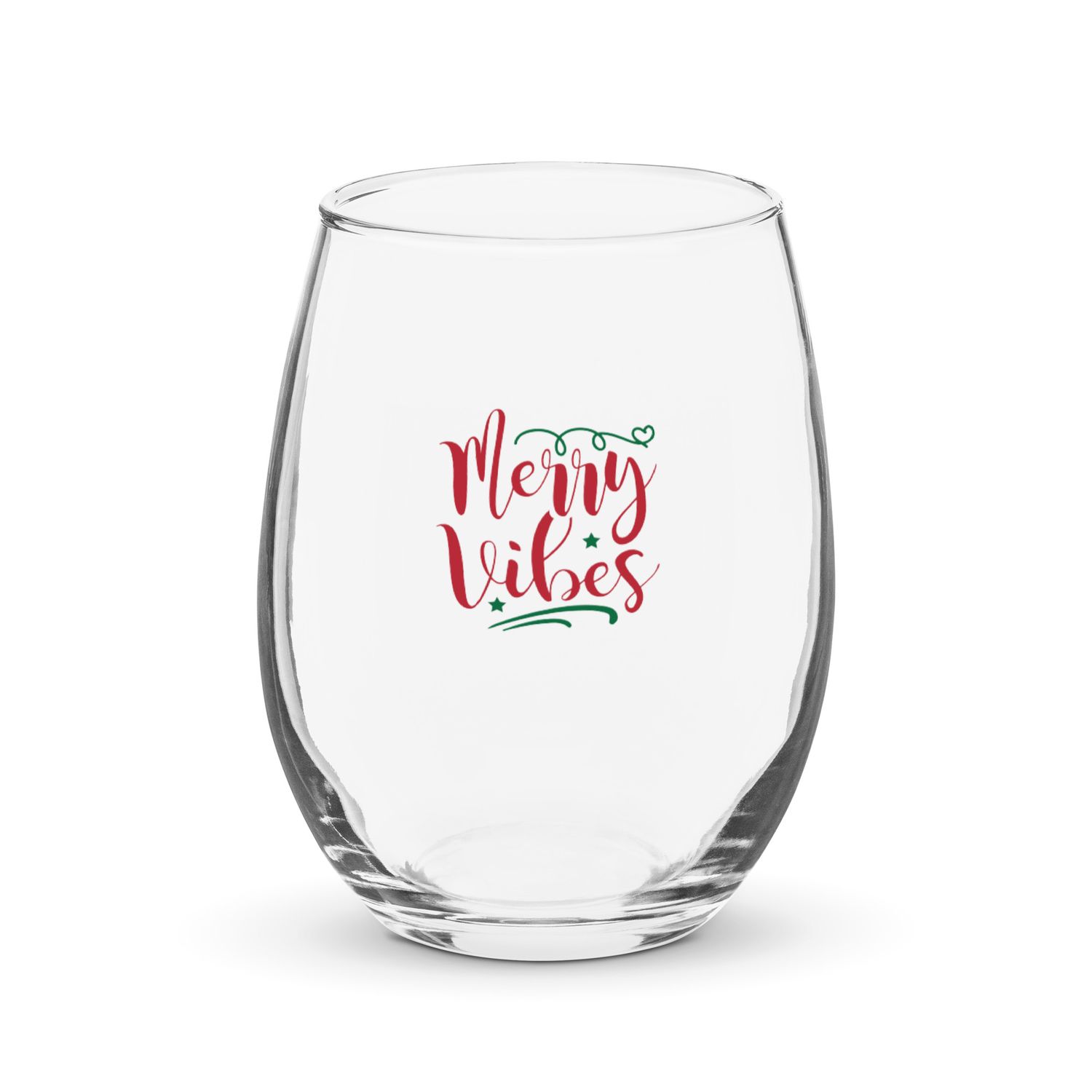 Merry Vibes Stemless Wine Glass - Christmas Wine Glass