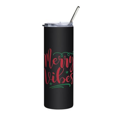 Merry Vibes Stainless Steel Tumbler - Christmas Tumbler