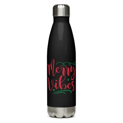 Merry Vibes Stainless Steel Water Bottle - Christmas Bottle