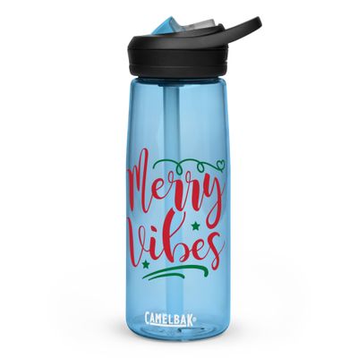 Merry Vibes Sports Water Bottle - Christmas Water Bottle