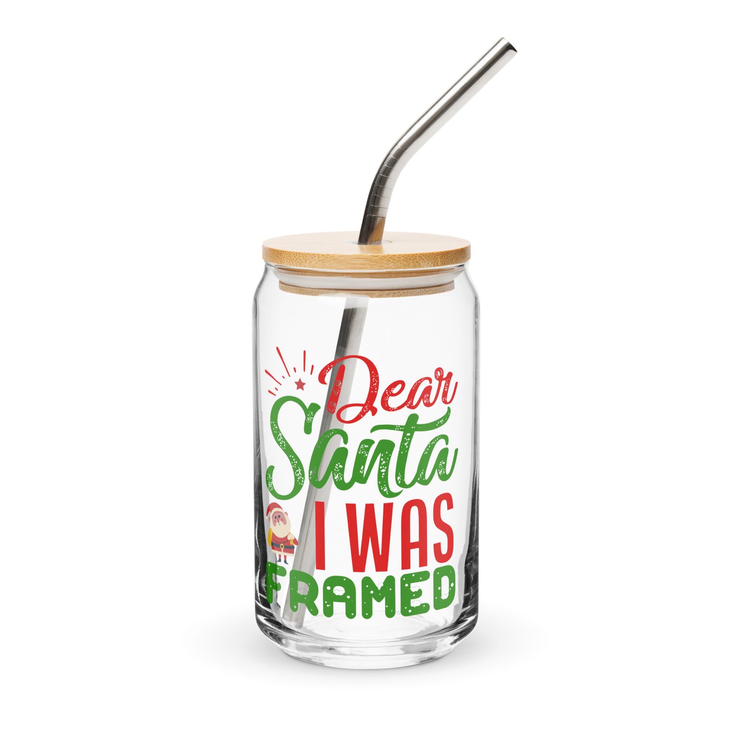 Dear Santa I Was Framed Can-Shaped Glass