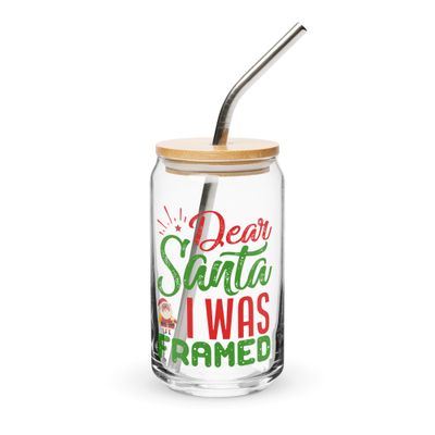 Dear Santa I Was Framed Can-Shaped Glass