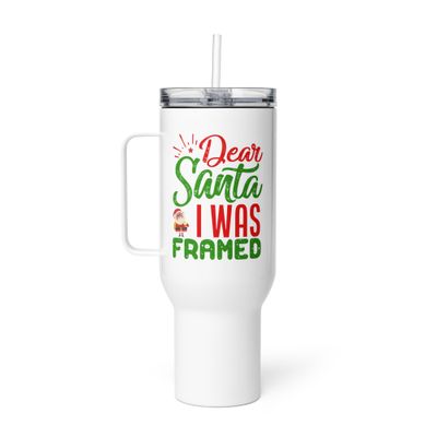 Dear Santa I Was Framed Travel Mug with a Handle