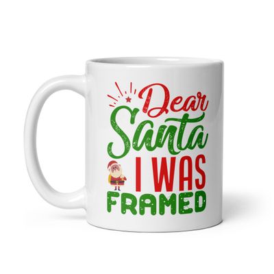 Dear Santa I Was Framed White Coffee Mug