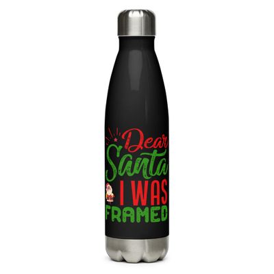 Dear Santa I Was Framed Stainless Steel Water Bottle