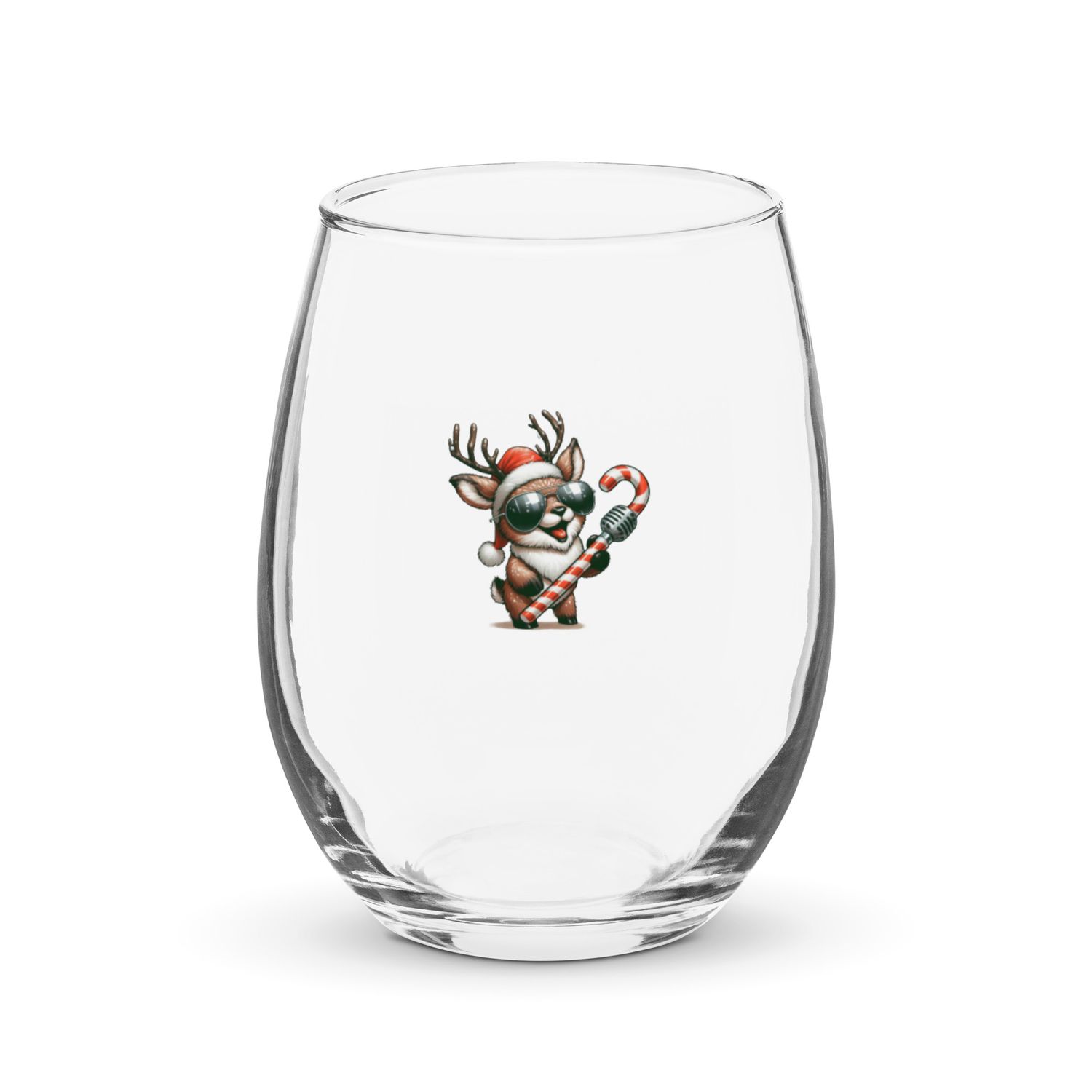 Funny Christmas Singing Reindeer Stemless Wine Glass