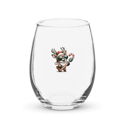 Funny Christmas Singing Reindeer Stemless Wine Glass
