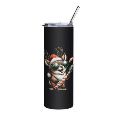 Funny Christmas Singing Reindeer Stainless Steel Tumbler