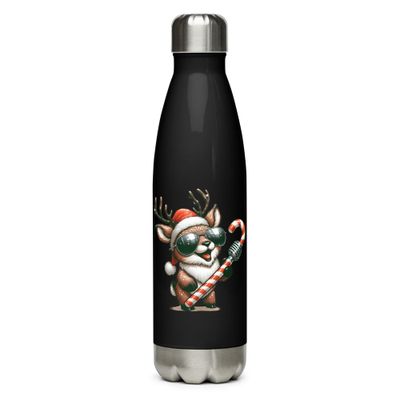 Funny Christmas Singing Reindeer Stainless Steel Water Bottle