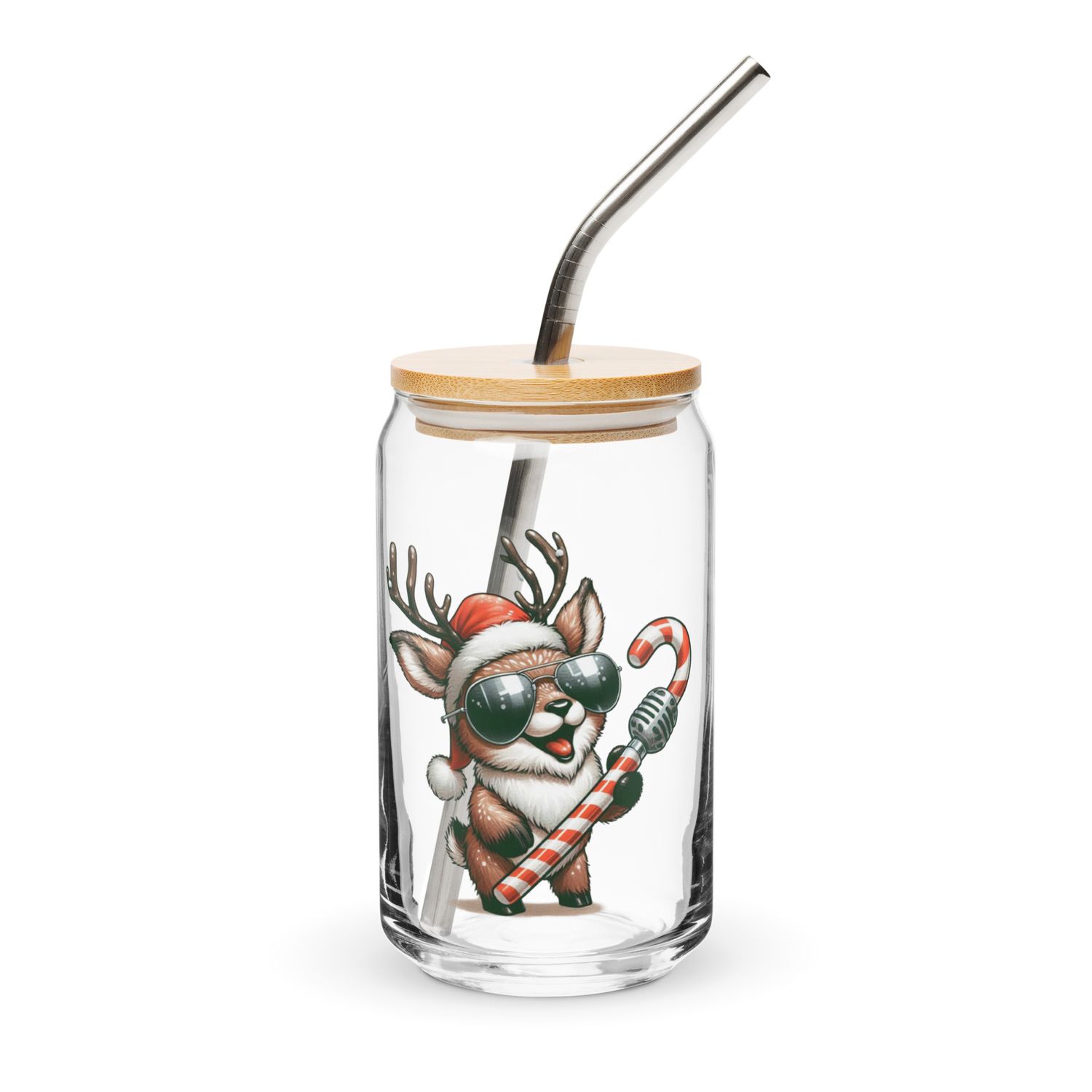 Funny Christmas Singing Reindeer Can-Shaped Glass