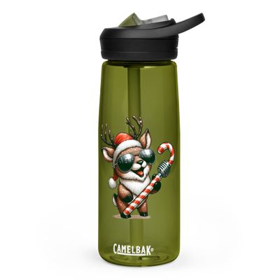 Funny Christmas Singing Reindeer Sports Water Bottle