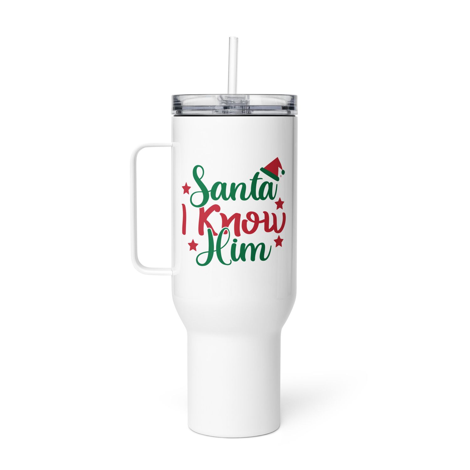 Santa I Know Him Travel Mug with a Handle