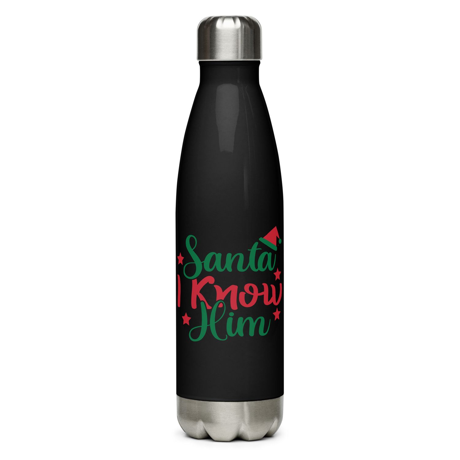 Santa I Know Him Stainless Steel Water Bottle
