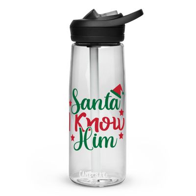 Santa I Know Him Sports Water Bottle