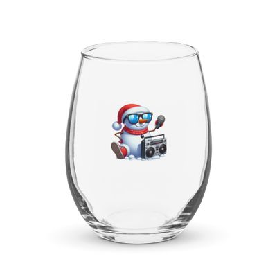 Cool Christmas Snowman Stemless Wine Glass