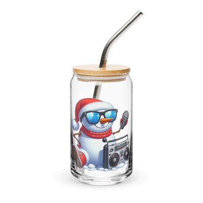 Cool Christmas Snowman Can-Shaped Glass