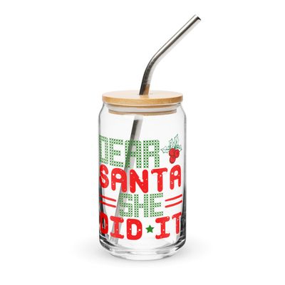 Dear Santa She Did It Can-Shaped Glass