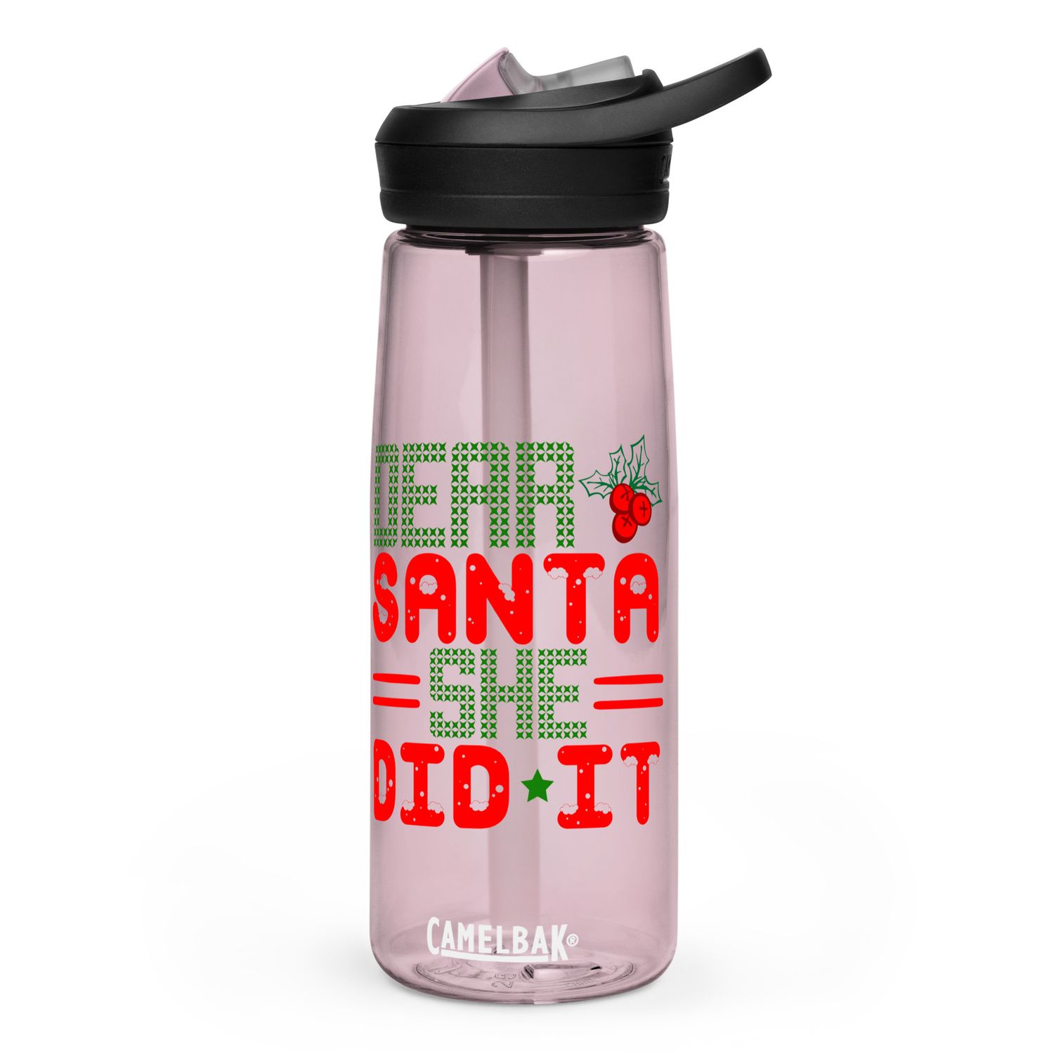Dear Santa She Did It Sports Water Bottle