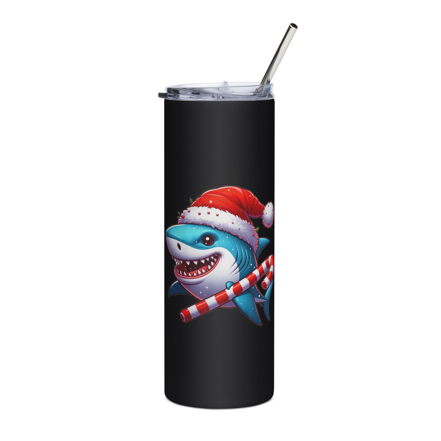Funny Christmas Shark Stainless Steel Tumbler