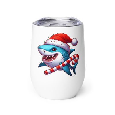 Funny Christmas Shark Wine Tumbler