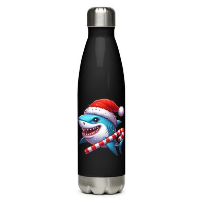Funny Christmas Shark Stainless Steel Water Bottle