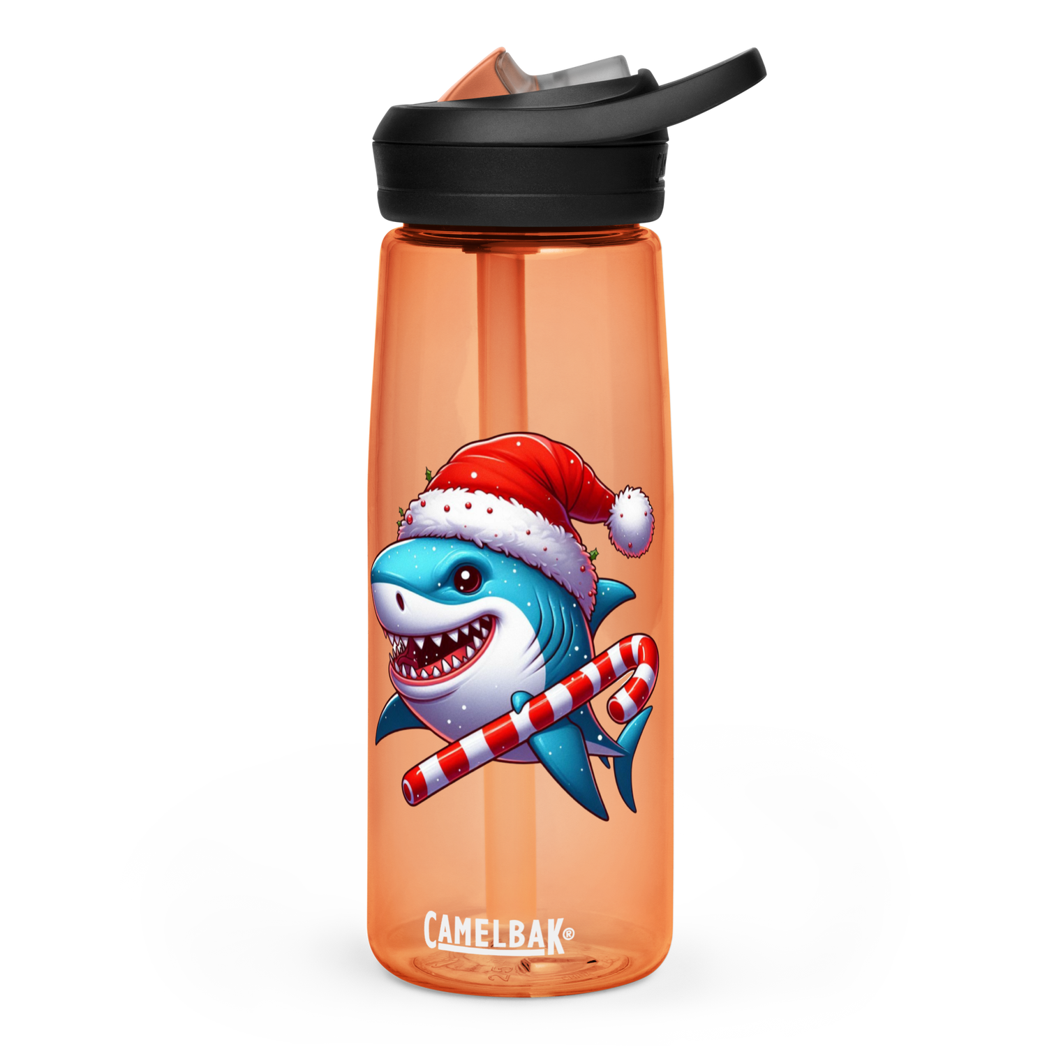 Funny Christmas Shark Sports Water Bottle