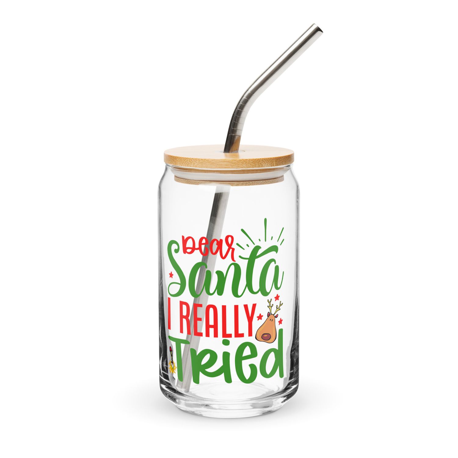 Santa I Really Tried Can-Shaped Glass