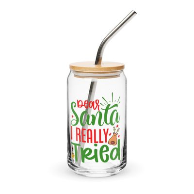 Santa I Really Tried Can-Shaped Glass