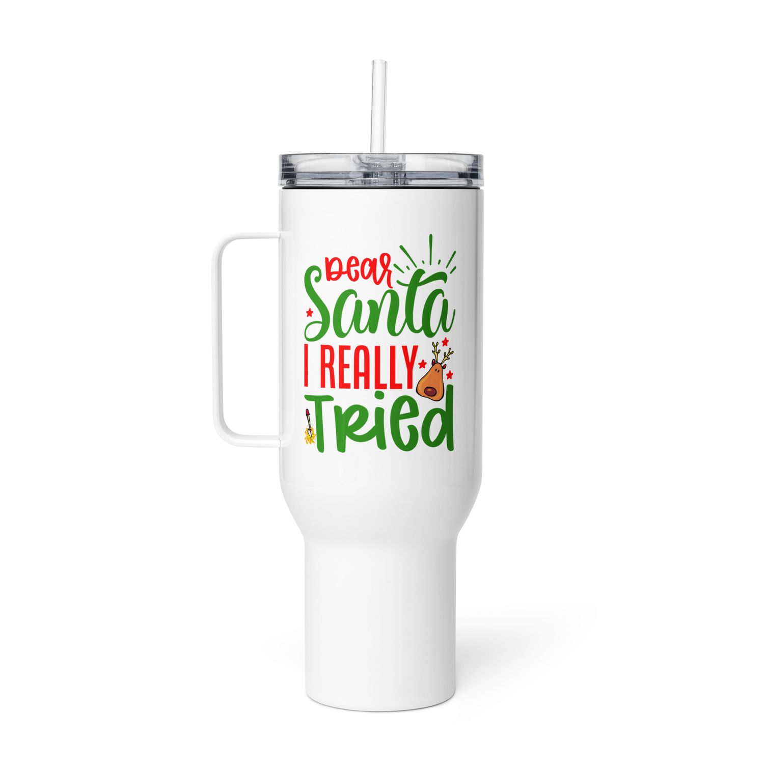 Santa I Really Tried Travel Mug with a Handle