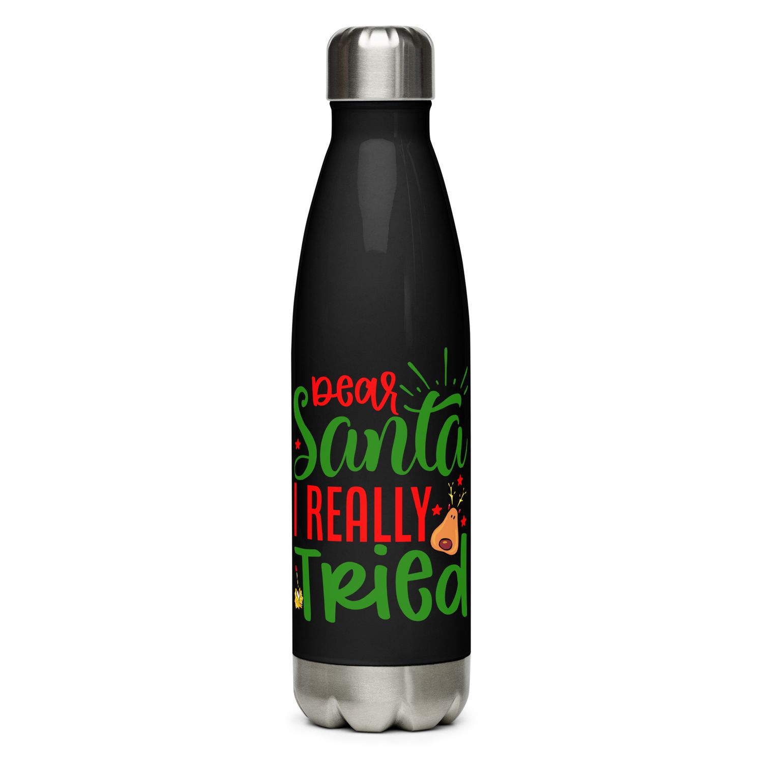 Santa I Really Tried Stainless Steel Water Bottle