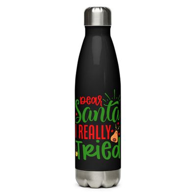 Santa I Really Tried Stainless Steel Water Bottle
