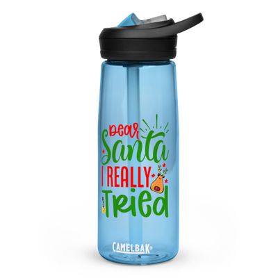 Santa I Really Tried Sports Water Bottle