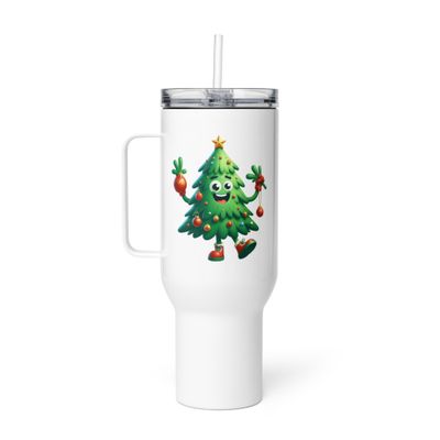 Funny Christmas Tree Travel Mug with a Handle