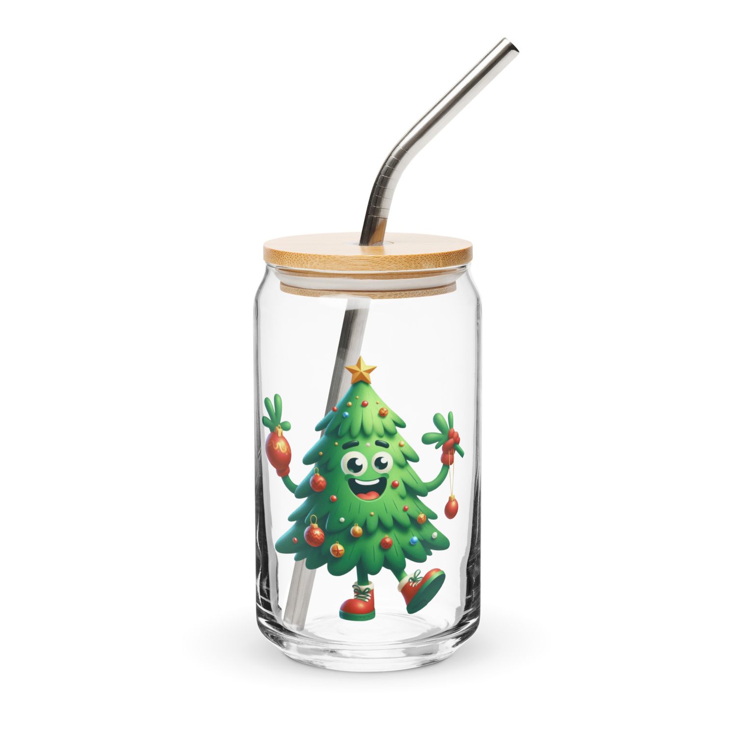Funny Christmas Tree Can-Shaped Glass