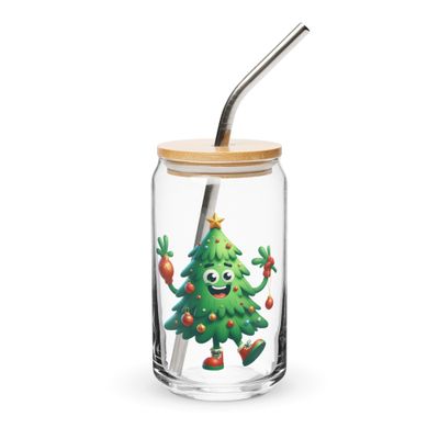 Funny Christmas Tree Can-Shaped Glass