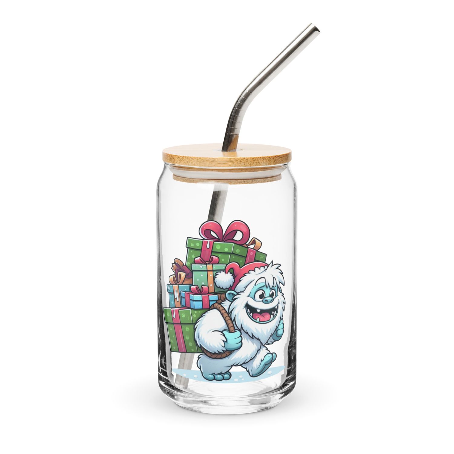 Funny Christmas Yeti Can-Shaped Glass