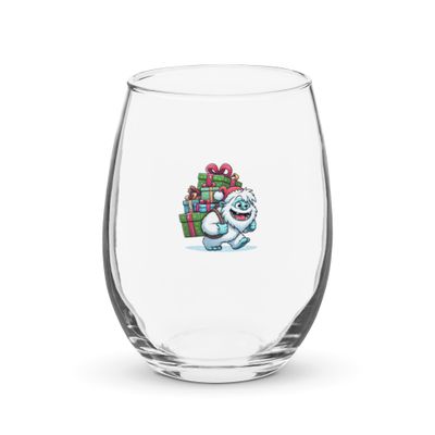 Funny Christmas Yeti Stemless Wine Glass