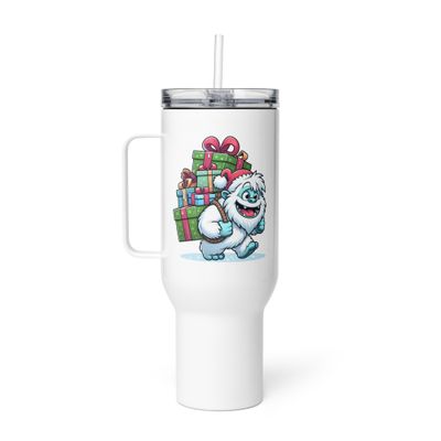 Funny Christmas Yeti Travel Mug with a Handle